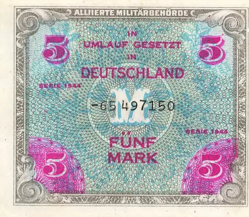 Alliierte Besatzung 5 Mark 1944 UdSSR - Druck AMB-3d