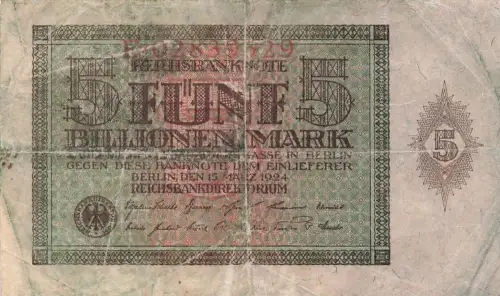 Reichsbanknote 5 Billionen Mark 15.3.1924 DEU-172