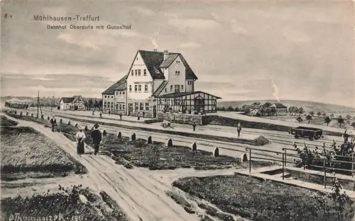 AK Mühlhausen-Treffurt Bahnhof Oberdorla Gunzelhof Thüringen Postkarte