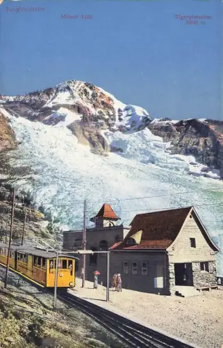 AK Jungfraubahn Bahnhofstadtion Eigergletscher Mönch Schweiz Postkarte
