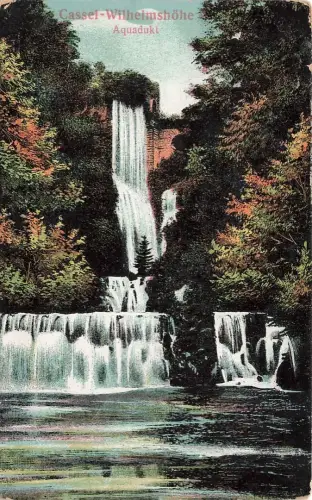 AK Cassel-Wilhelmshöhe Aquadukt Bergpark Wasserfall Hessen 1914 Postkarte