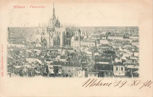 AK Milano Stadtpanorama Mailänder Dom Italien 1900 gelaufen Postkarte