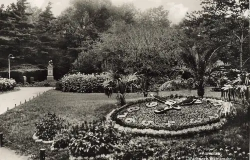 AK Komotau Chomutov Stadtpark Blumenuhr Böhmen ungelaufen Postkarte
