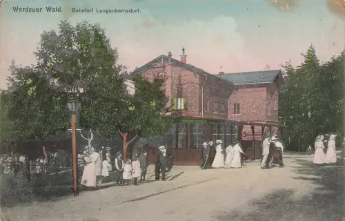 AK Langenbernsdorf Werdauer Wald Bahnhof Sachsen 1917 gelaufen Postkarte