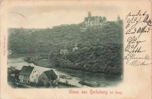 AK Rochsburg Penig Schloss Sachsen 1899 gelaufen Reliefpostkarte