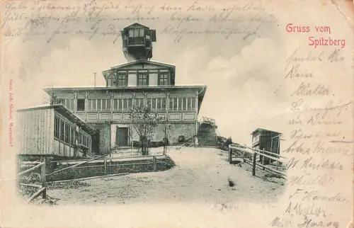 AK Varnsdorf Spitzberg Aussichtsturm Böhmen 1905 gelaufen Reliefpostkarte