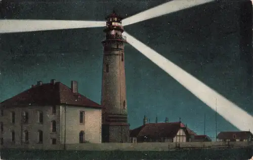 AK Helgoland Leuchtturm bei Nacht Schleswig-Holstein ungelaufen Postkarte