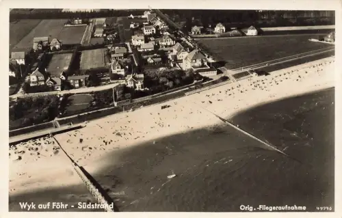 AK Wyk auf Föhr Südstrand Fliegeraufnahme ungelaufen Schleswig-Holstein