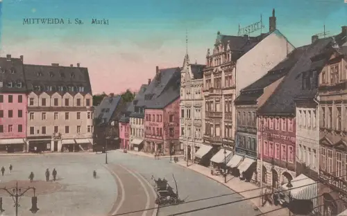 AK Mittweida Markt Passage Sächsischer Hof Sachsen ungelaufen Postkarte