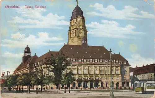 AK Dresden Neues Rathaus Sachsen 1916 gelaufen Postkarte
