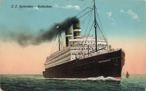AK S.S. Passagierschiff Rotterdam Amerika Linie 1915 gelaufen Postkarte