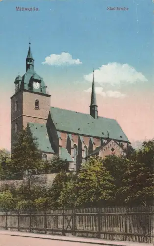 AK Mittweida Stadtkirche Sachsen ungelaufen Postkarte