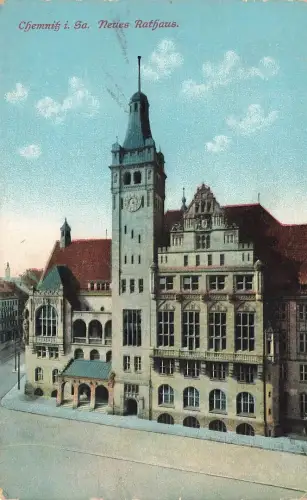 AK Chemnitz Neues Rathaus Sachsen gelaufen Postkarte