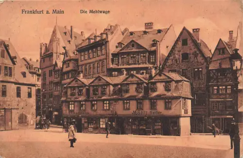 AK Frankfurt a. M. Mehlwage Altstadt Fachwerk Hessen 1917 gelaufen Postkarte