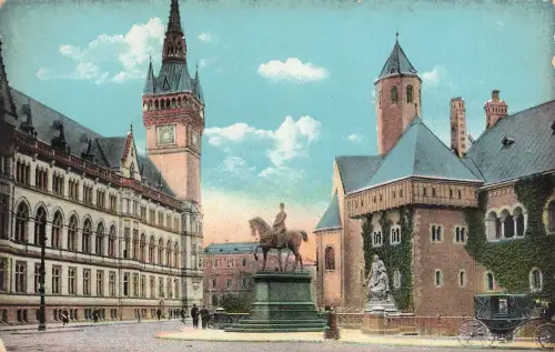 AK Braunschweig Herzog Wilhelm Denkmal Rathaus Niedersachsen Postkarte