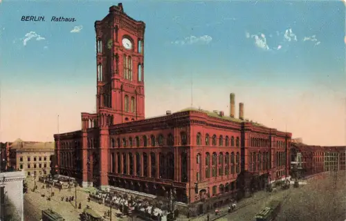 AK Berlin Rathaus Straßenbahn Berlin ungelaufen Postkarte