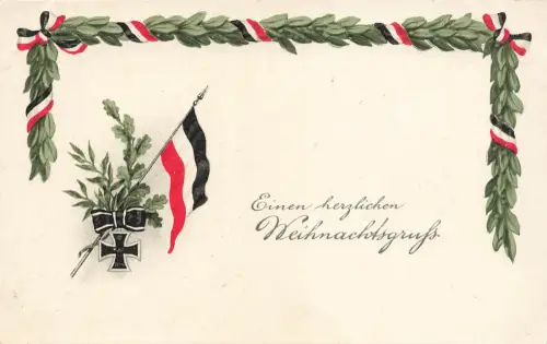 AK 1.WK Einen Herzlichen Weihnachtsgruß Fahne Eisernes Kreuz Patriotika