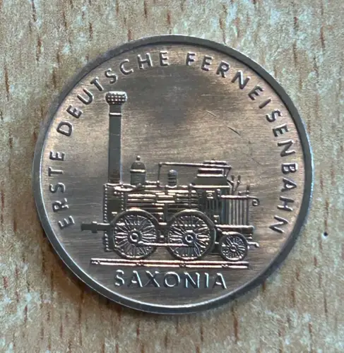 DDR 5 Mark 1988 Ferneisenbahn Saxonia Eisenbahn Zug Gedenkmünze