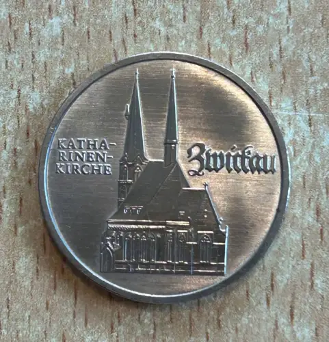 DDR Münze 5 Mark 1989 Katharinen Kirche Zwickau Gedenkmünze