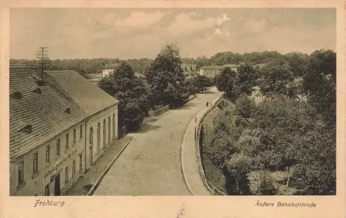 AK Frohburg Äußere Bahnhofsstraße Gasthaus zur grünen Aue Sachsen 1930 Postkarte