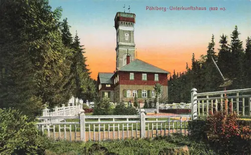 AK Annaberg Buchholz Aussichtsturm Unterkunftshaus Sachsen Erzgebirge Postkarte