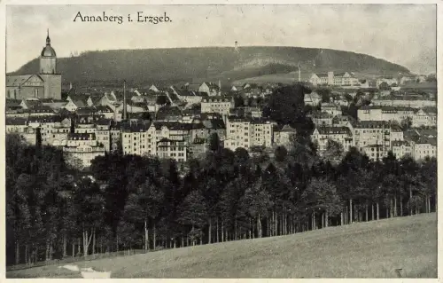 AK Annaberg Buchholz Stadtpanorama Kirche Sachsen Erzgebirge Postkarte