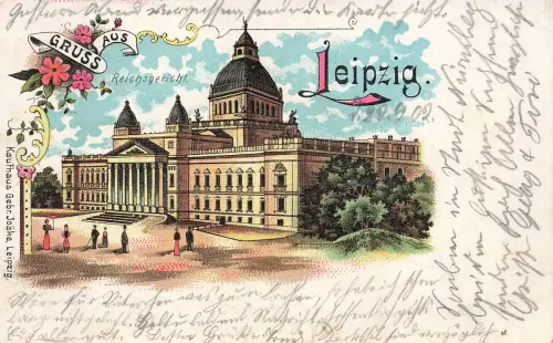 AK Leipzig Reichsgericht Sachsen 1902 gelaufen Postkarte Litho