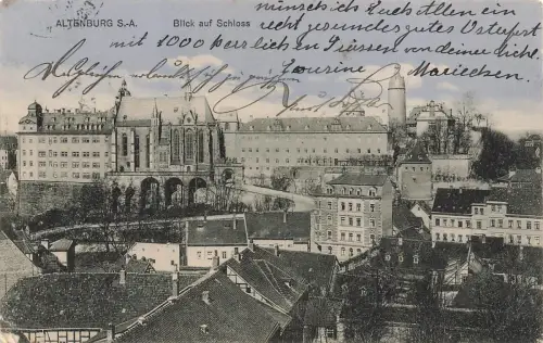 AK Altenburg Schloss Stadtansicht Sachsen-Anhalt 1910 gelaufen Postkarte