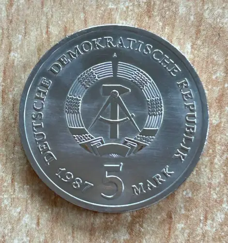 DDR 5 Mark 1987 Rotes Rathaus Berlin Gedenkmünze