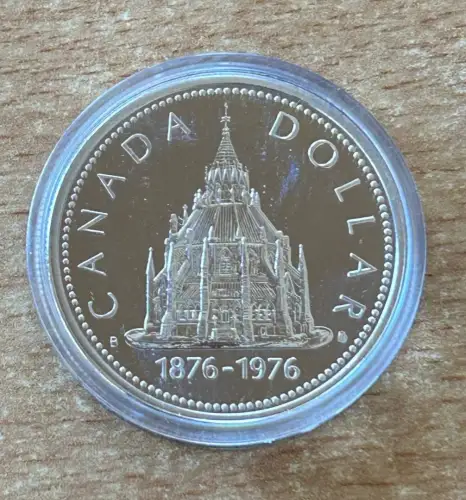 Kanada 1 Dollar 1976 Bibliothek in Ottawa Silber Gedenkmünze PL mit Zertifikat