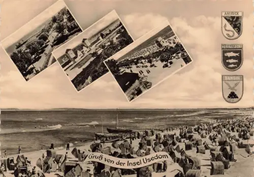 DDR AK Usedom Gruß Ahlbeck Heringsdorf Bansin Mecklenburg-Vorpommern 1963