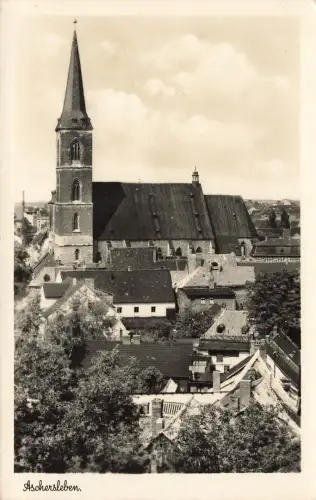 DDR AK Aschersleben St. Stephani Hallenkirche Sachsen-Anhalt 1955 Postkarte
