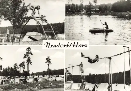DDR AK Neudorf Birnbaumteich Zeltplatz Spielplatz Sachsen-Anhalt Harz 1976