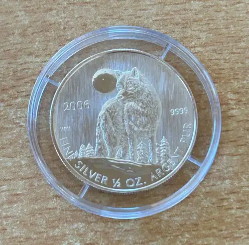 Kanada 1 Dollar 2006 kanadische Timberwolf Silber Münze Stg. Zertifikat