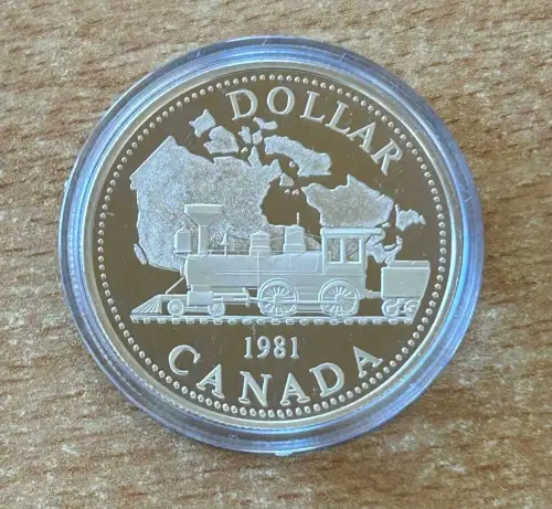 Kanada 1 Dollar 1981Eisenbahn Dampflokomotiv Silber Gedenkmünze PP Zertifikat