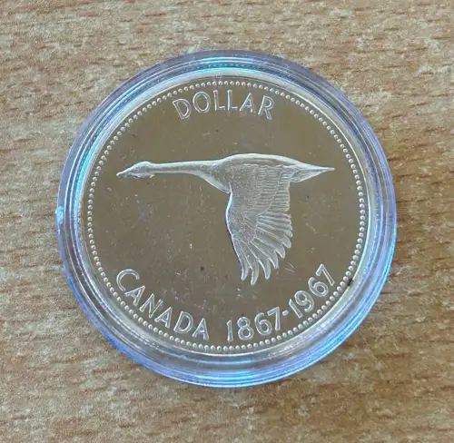 Kanada 1 Dollar 1967 Konföderation Fluggans vz. Silber Gedenkmünze Zertifikat