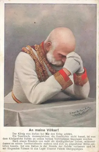AK 1.WK Kaiser Franz Joseph An meine Völker Italien Krieg Patriotika Postkarte