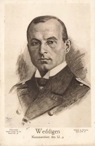 AK 1.WK Portrait Otto Weddingen Kommandant U9 U Boot Marine 1915 Patriotika