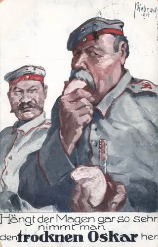 AK 1.WK Soldaten trocknen Oskar Werbung Militär 1916 Patriotika Feldpostkarte