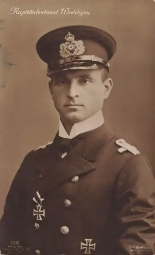 AK 1.WK Kapitänleutnant Weddingen U Boot U9 Portrait 1916 Patriotika Postkarte
