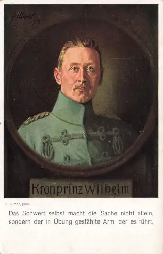 AK 1.WK Portrait Kronprinz Wilhelm Feldgrau 1915 Patriotika Feldpostkarte
