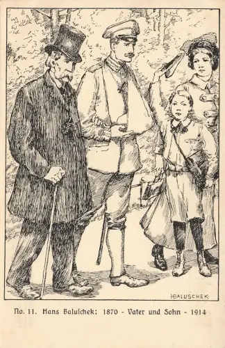 AK 1.WK Hans Baluschek Nr. 11 Vater und Sohn Künstlerkarte Patriotika Postkarte
