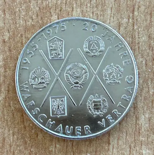 DDR 10 Mark 20 Jahre Warschauer Vertrag 1975 Gedenkmünze