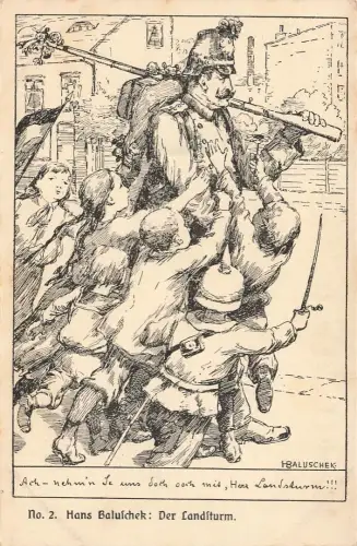 AK 1.WK Hans Baluschek Nr. 2 Der Landturm Künstlerkarte Patriotika Postkarte