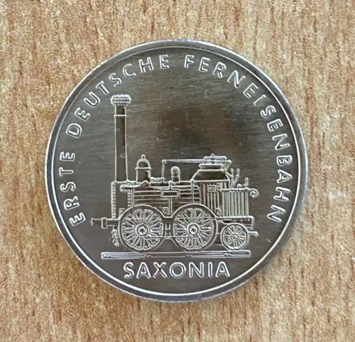 DDR 5 Mark 1988 Ferneisenbahn Saxonia Eisenbahn Zug Gedenkmünze