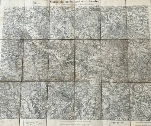 Landkarte Garnisonumgebungskarte Dresden 1893