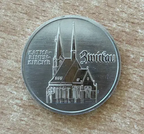 DDR Münze 5 Mark 1989 Katharinen Kirche Zwickau Gedenkmünze