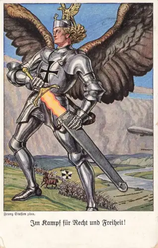 AK 1.WK Erzengel Im Kampf für Recht und Freiheit Ritter 1916 Patriotika