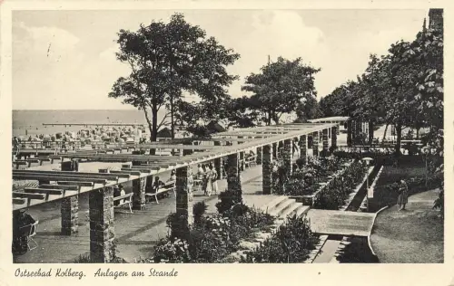 AK Ostseebad Kolberg Anlagen am Strand Pommern 1939 gelaufen Postkarte