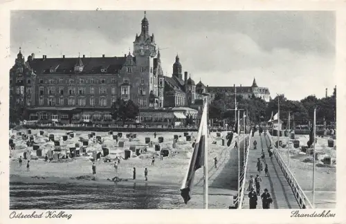 AK Ostseebad Kolberg Strandschloss Pommern 1941 gelaufen Postkarte